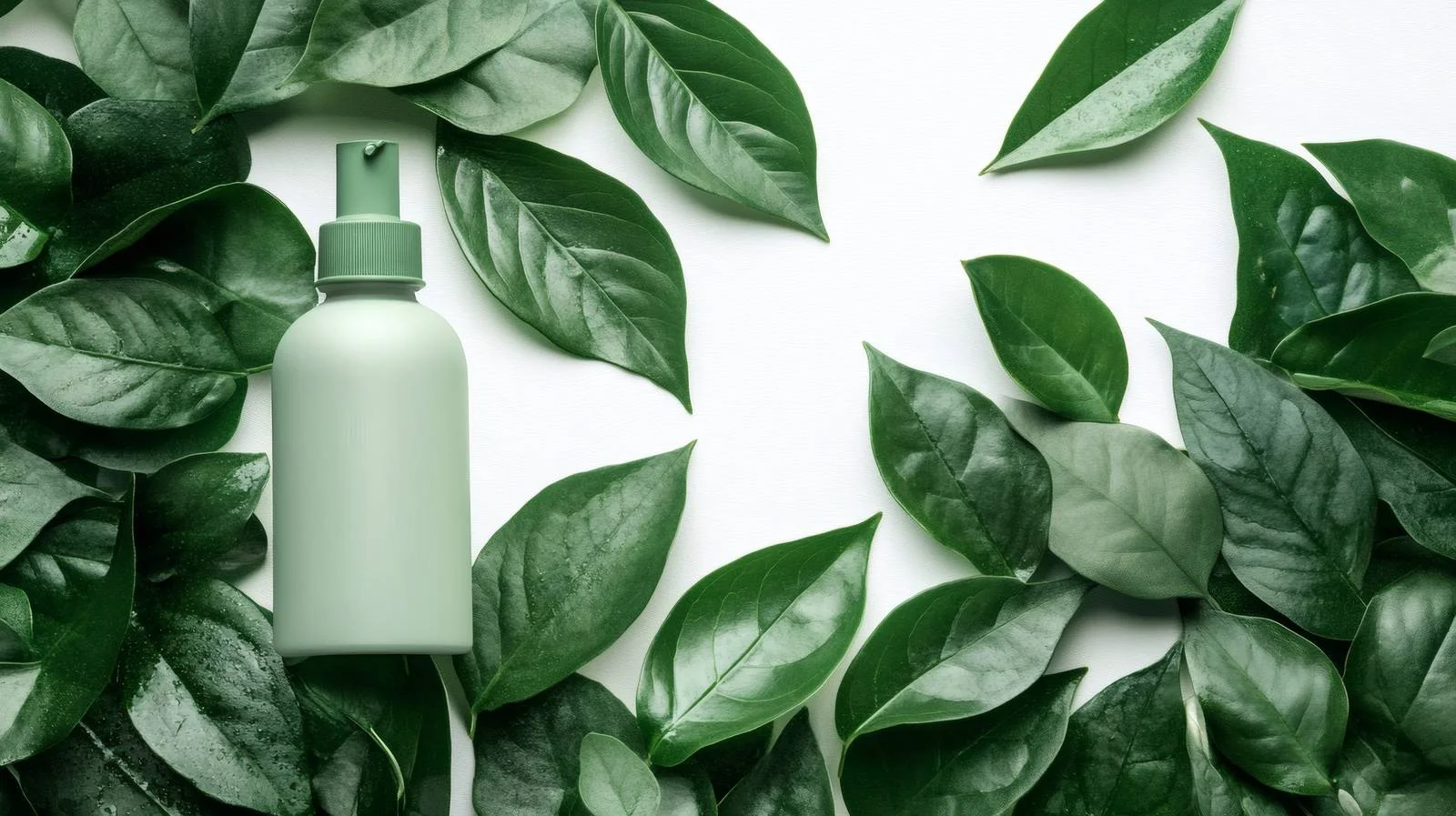 Luxurious Cosmetic Lotion on Fresh Green Leaves — free download from Dotvec