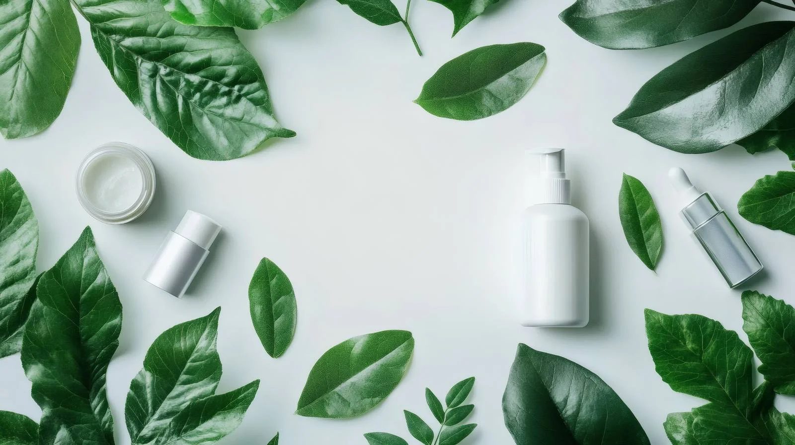 Luxury Cosmetic Product Nestled in Green Foliage — free download from Dotvec