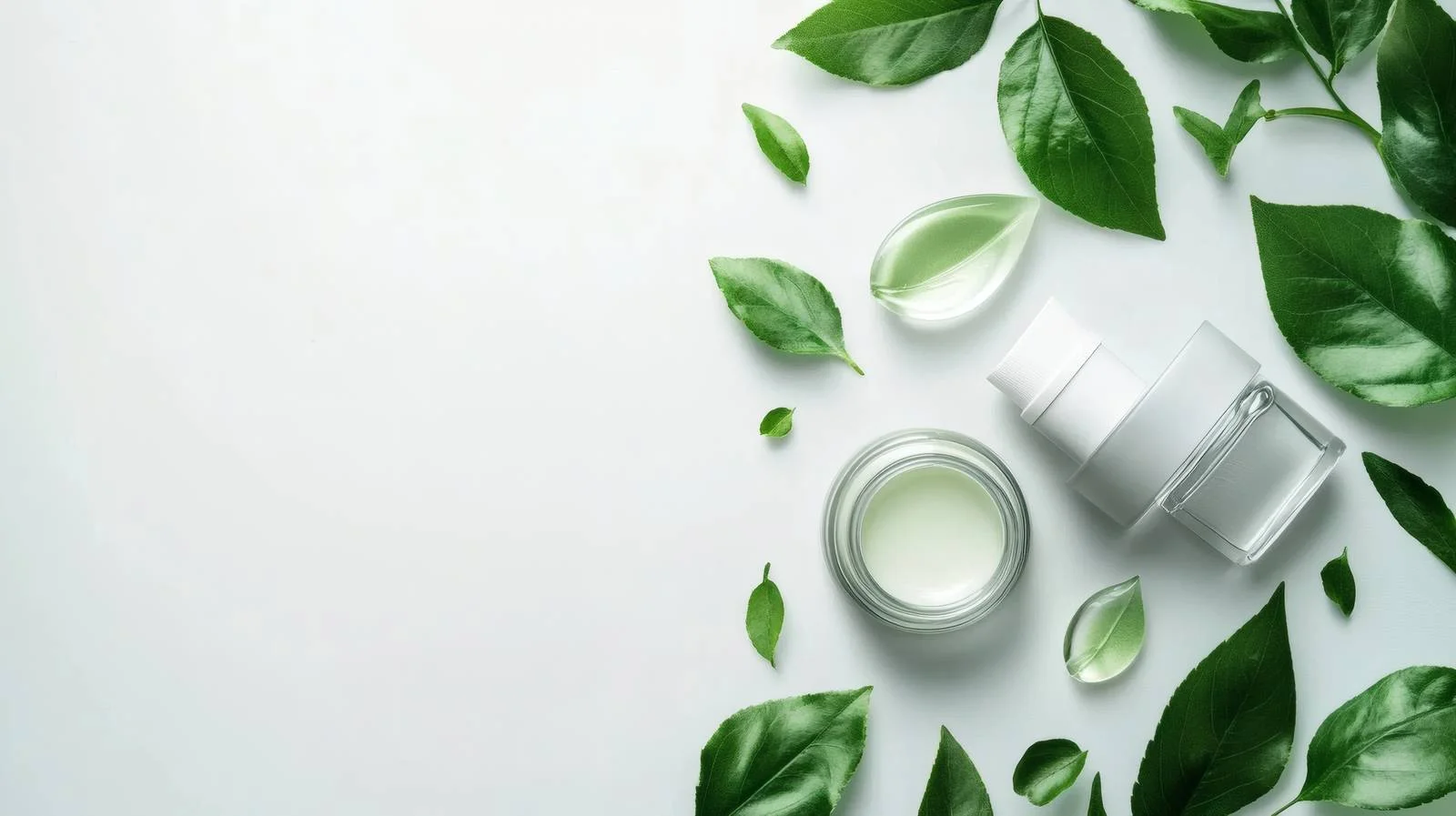 Elegant Cosmetic Products with Greenery Background — free download from Dotvec
