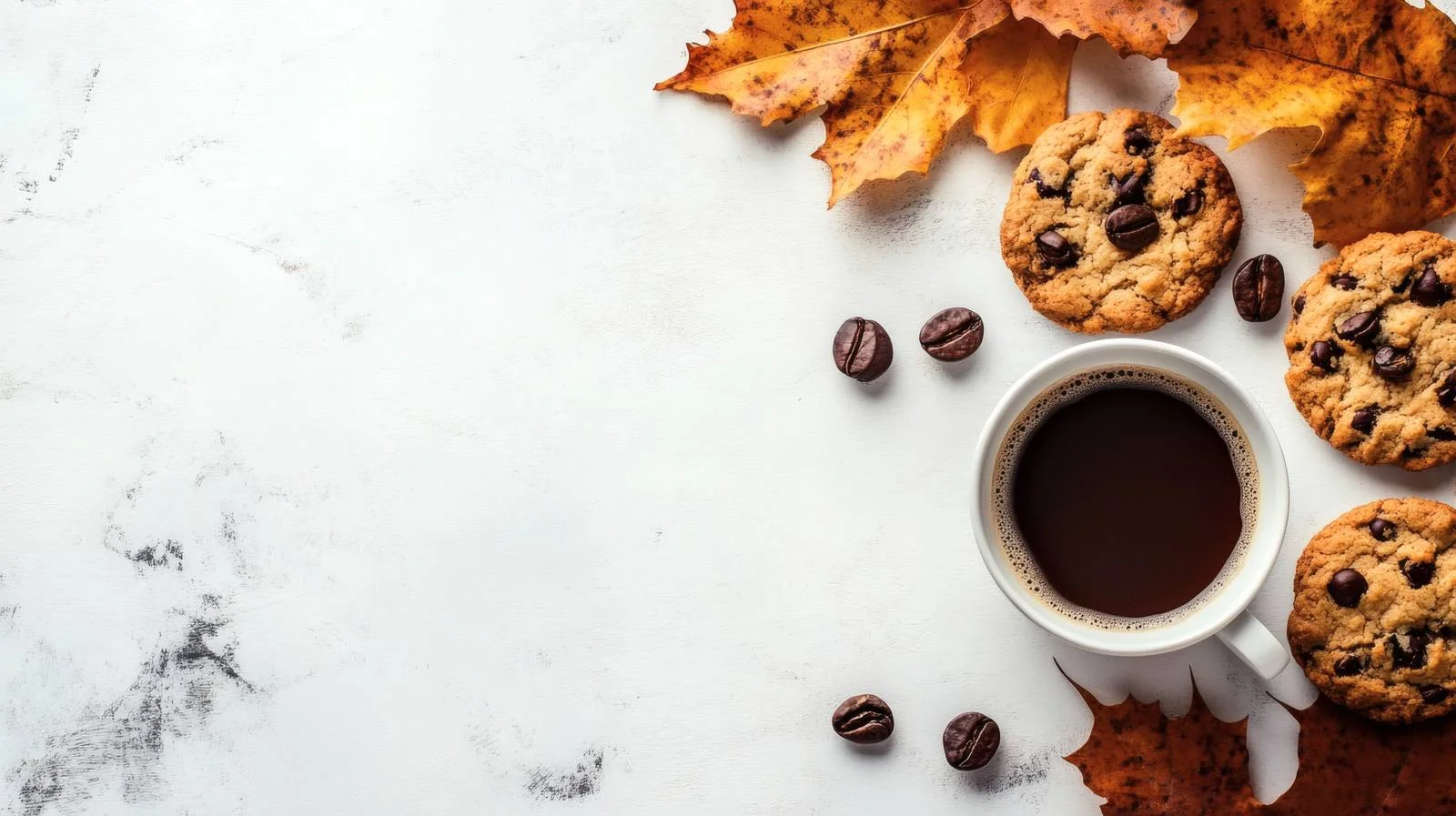 Warm Autumn Scene with Coffee and Cookies — free download from Dotvec