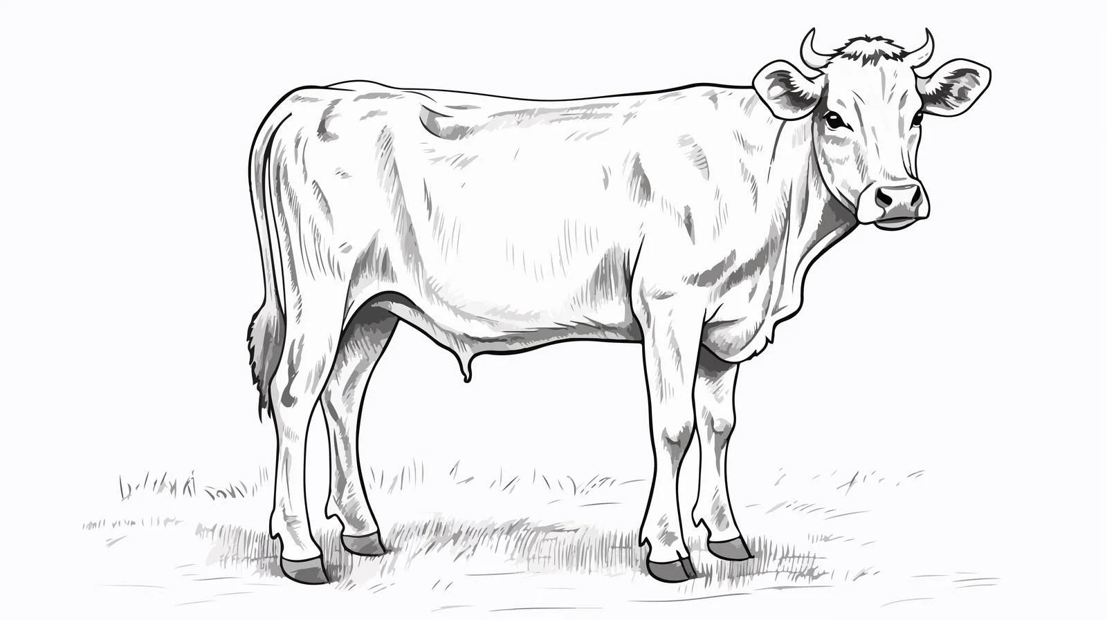 Cow & Calf Engraved Sketch Illustration — free download from Dotvec