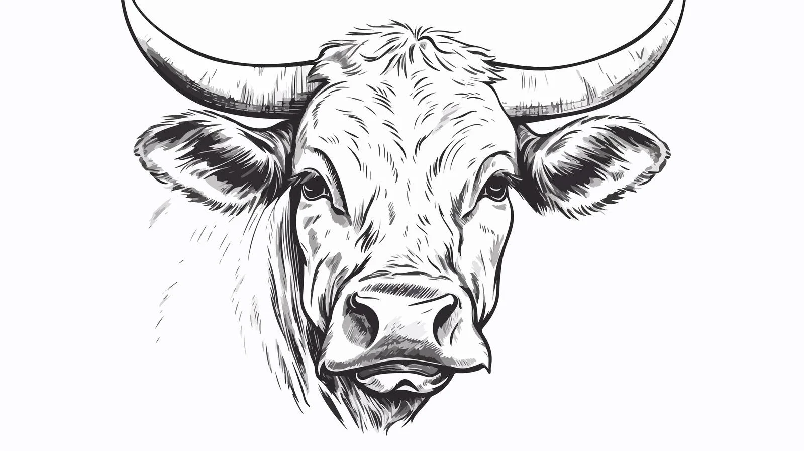 Cow Head Engraving Sketch Vector Illustration — free download from Dotvec