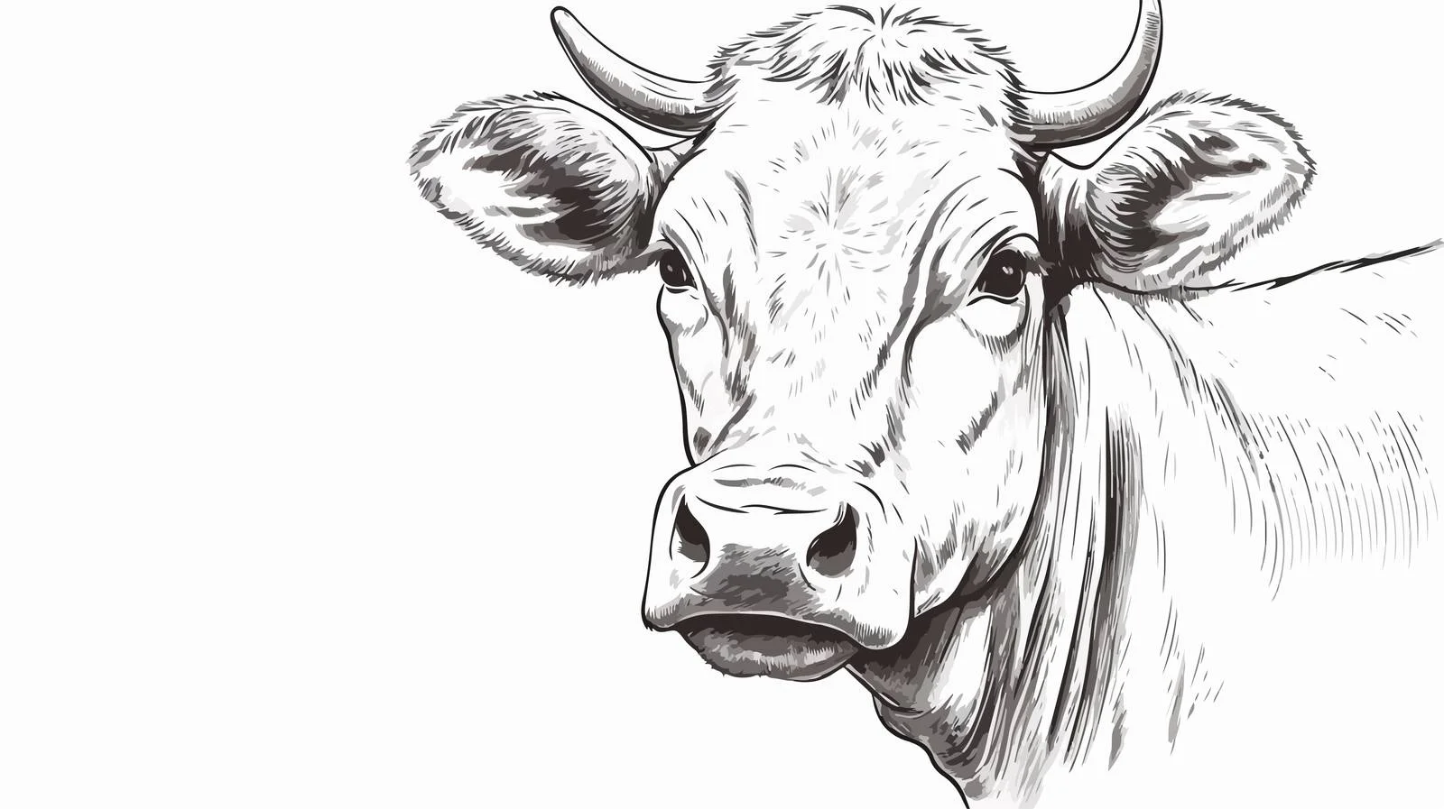 Hand Drawn Cow Portrait Sketch — free download from Dotvec