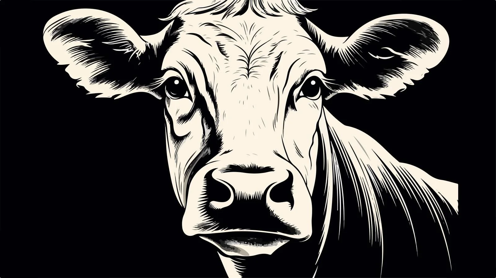 Hand-Drawn Cow Portrait Sketch — free download from Dotvec