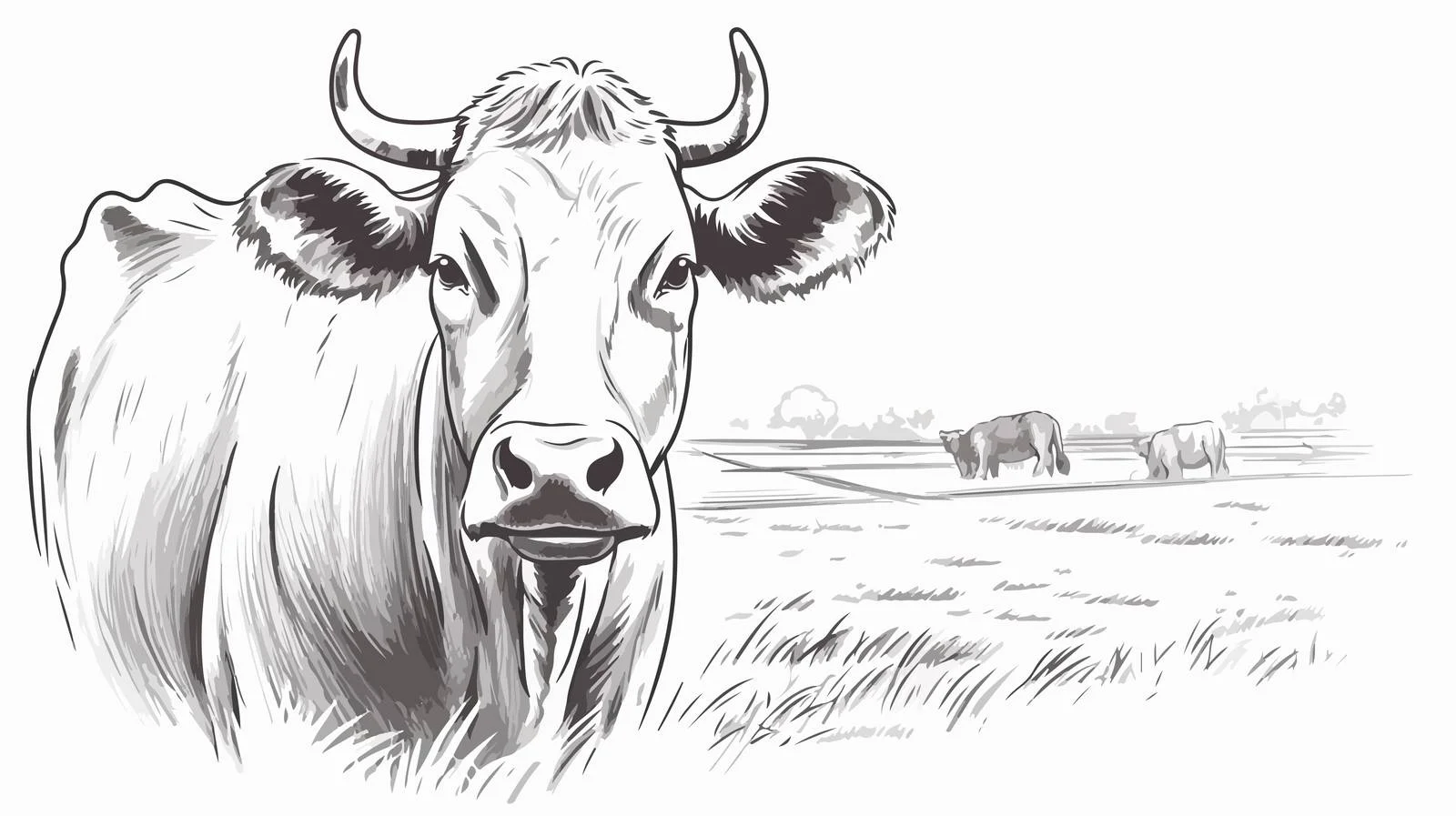 Hand-Drawn Cow Portrait Sketch — free download from Dotvec