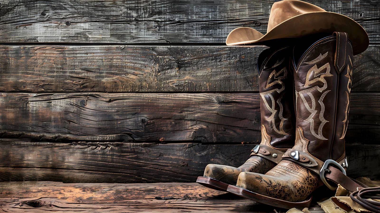 Vintage Cowboy Attire on Weathered Wood — free download from Dotvec