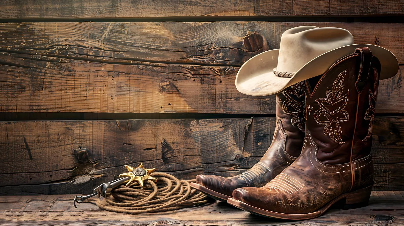 Western wear accessories on vintage wood — free download from Dotvec