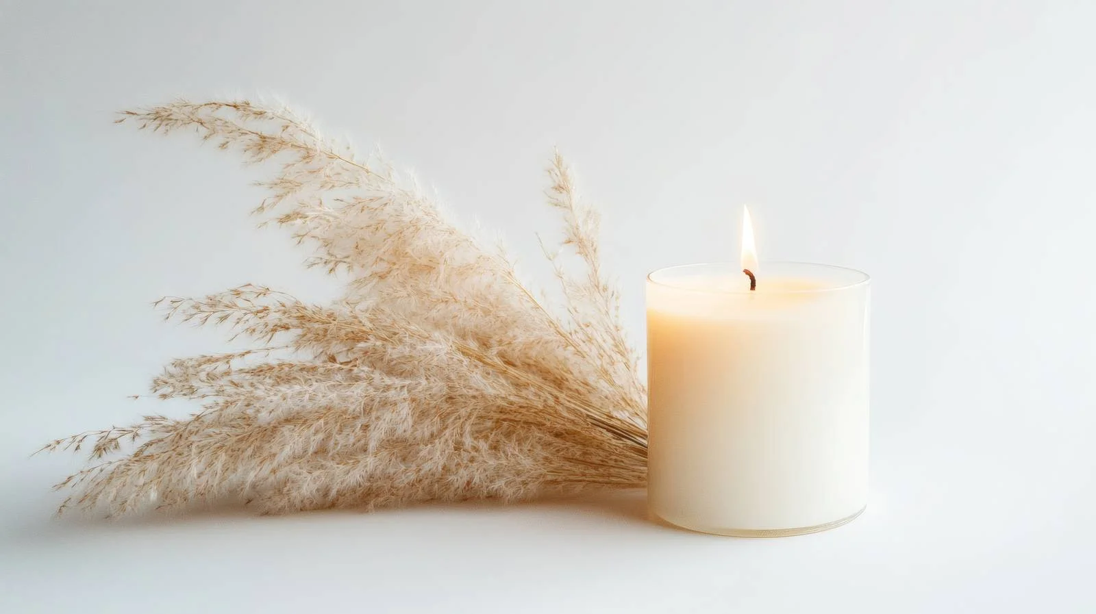 Warm Candle Glow with Pampas Grass — free download from Dotvec