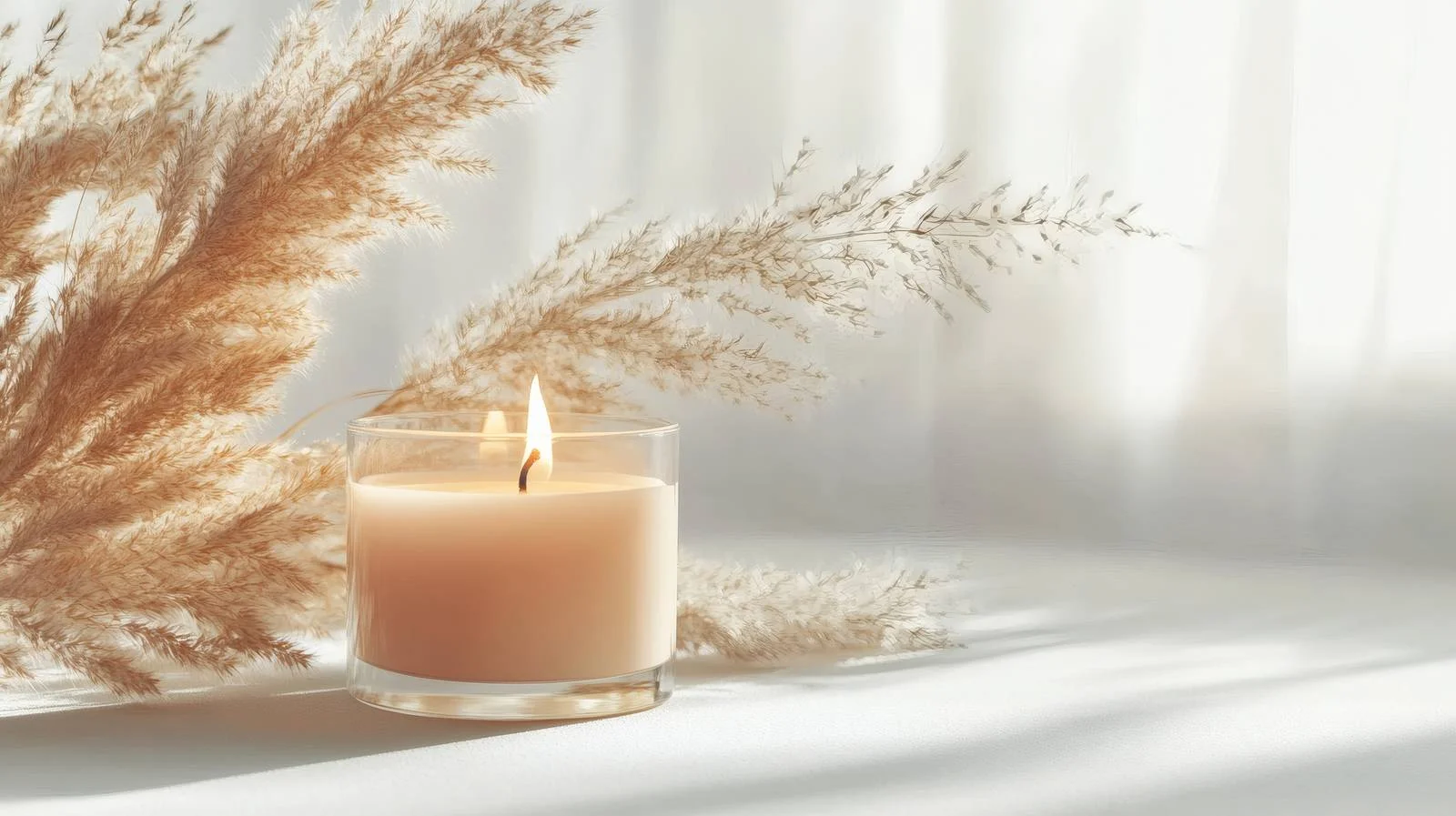 Elegant Candle and Pampas Grass Display — free download from Dotvec