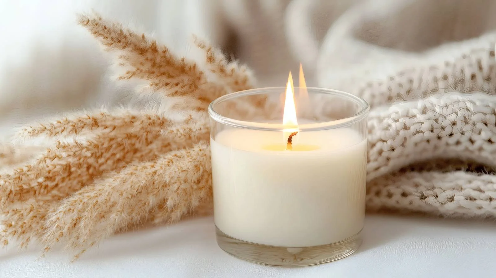 Tranquil candlelight with elegant pampas grass — free download from Dotvec