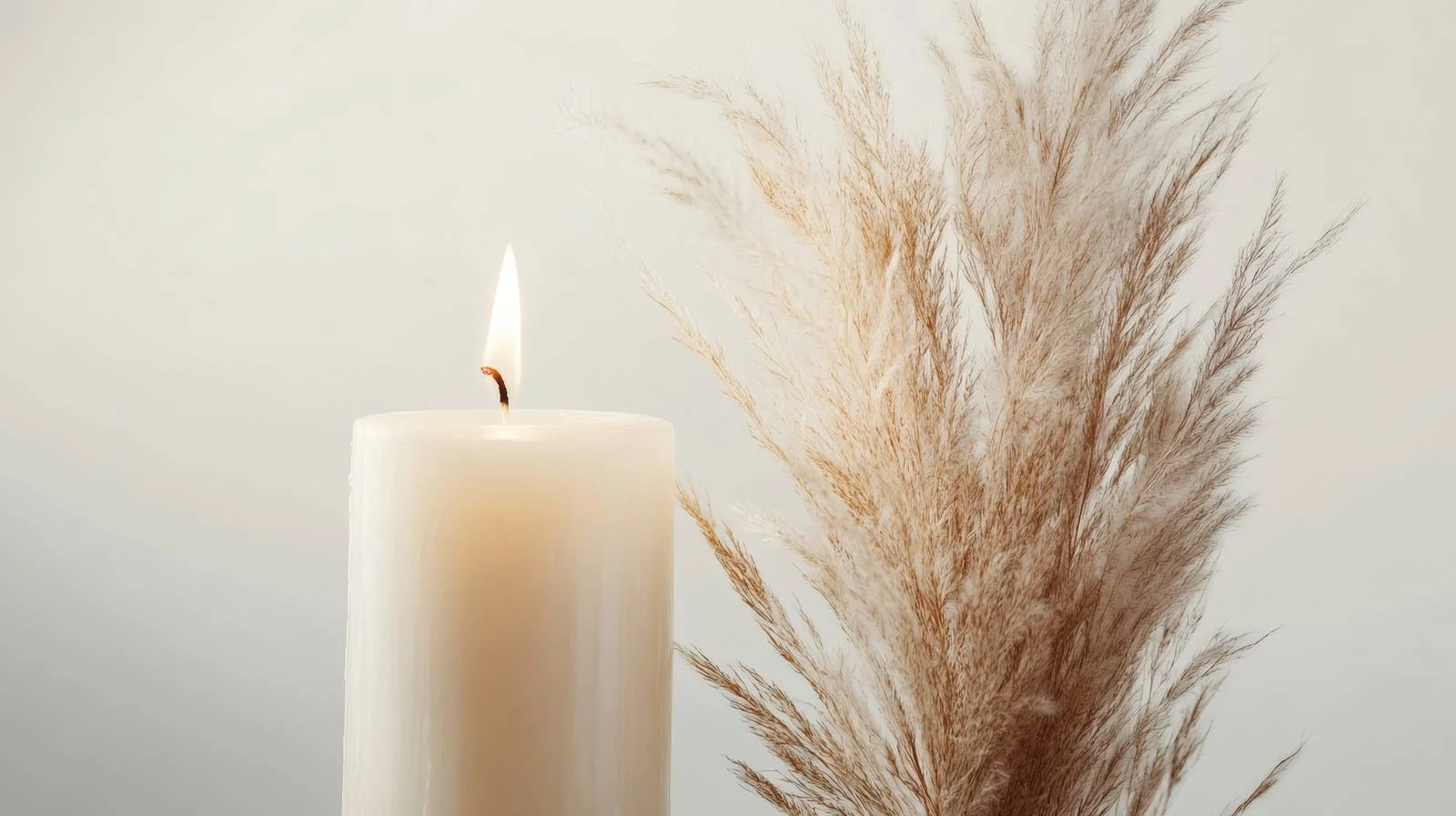 Elegant Candle and Pampas Grass Still Life — free download from Dotvec