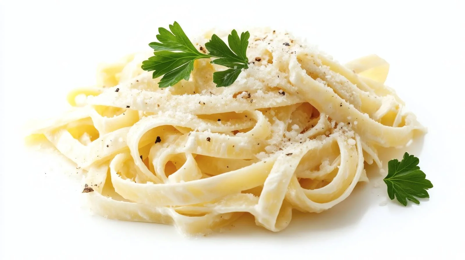 Delicious Creamy Alfredo Pasta on White Background — free download from Dotvec