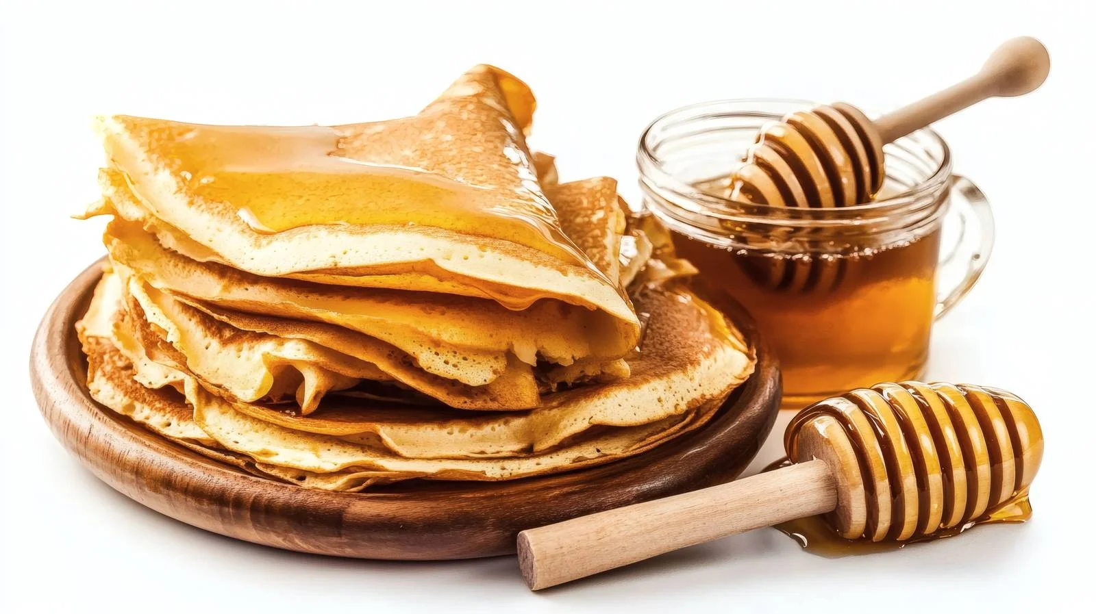 Delicious Crepes with Honey on White — free download from Dotvec