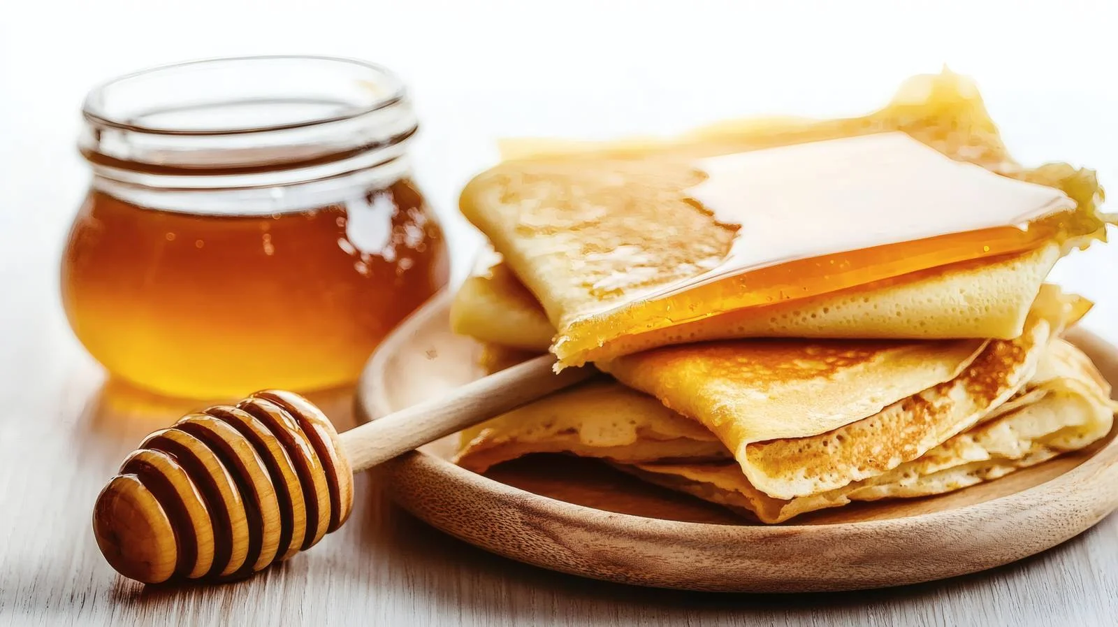 Delicious Crepes and Honey on White — free download from Dotvec