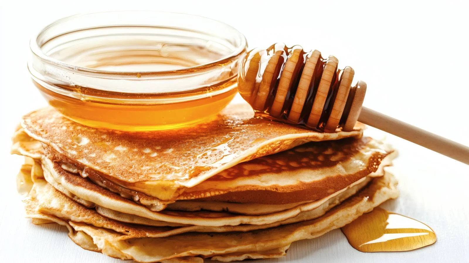 Delicious Crepes and Honey on White Background — free download from Dotvec
