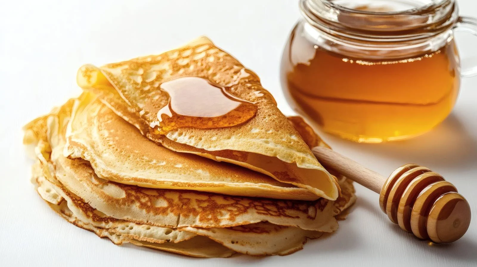 Delicious Crepes with Honey on White Background — free download from Dotvec