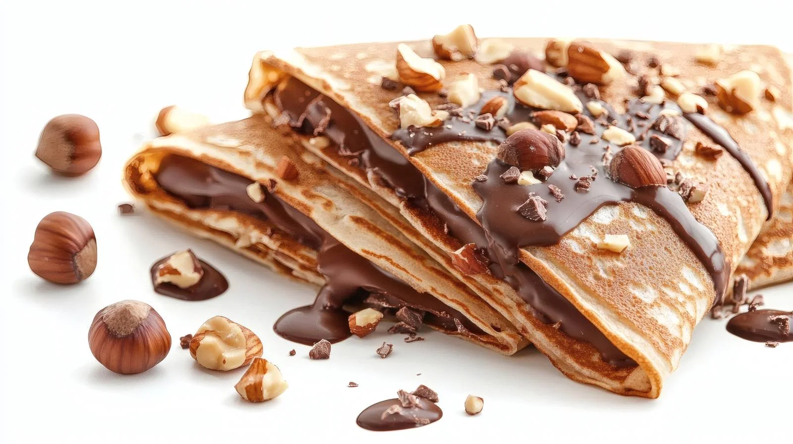 Exquisite Chocolate Hazelnut Crepes on White — free download from Dotvec