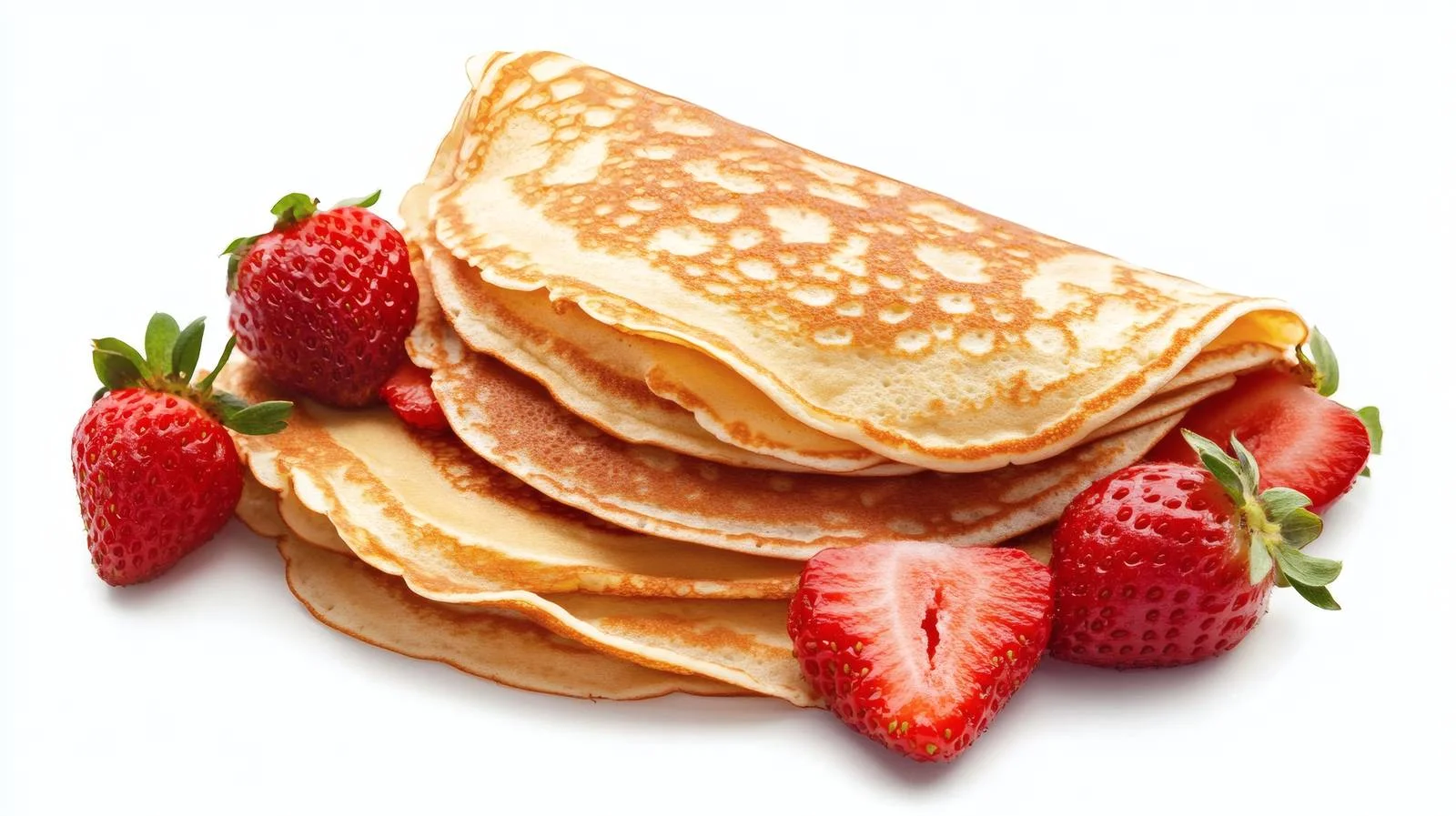 Delicious Crepes with Fresh Strawberries on White — free download from Dotvec