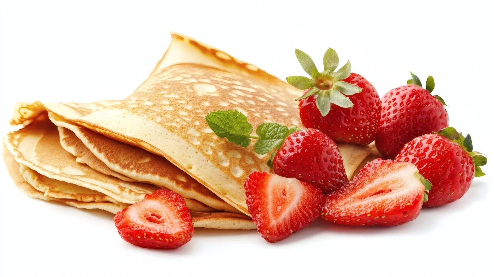 Delicious Crepes and Fresh Strawberries on White — free download from Dotvec