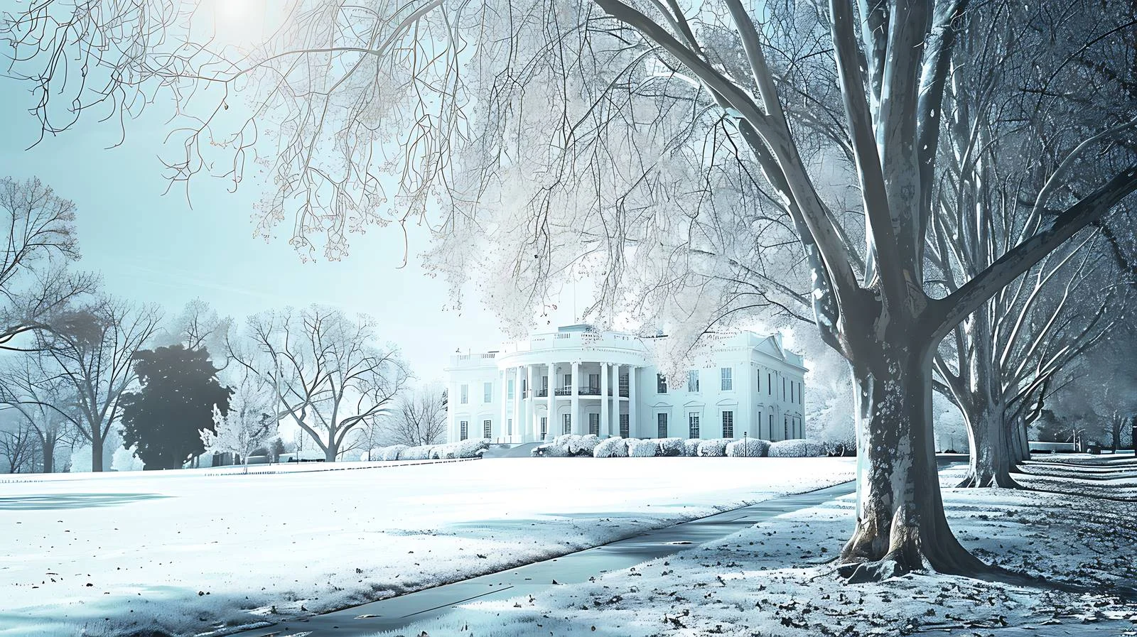 Modernized White House in Washington Monument — free download from Dotvec