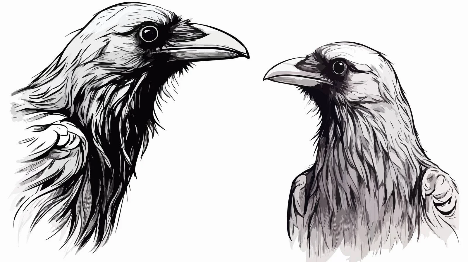 Hand-drawn Crow Head Sketch and Cartoo — free download from Dotvec