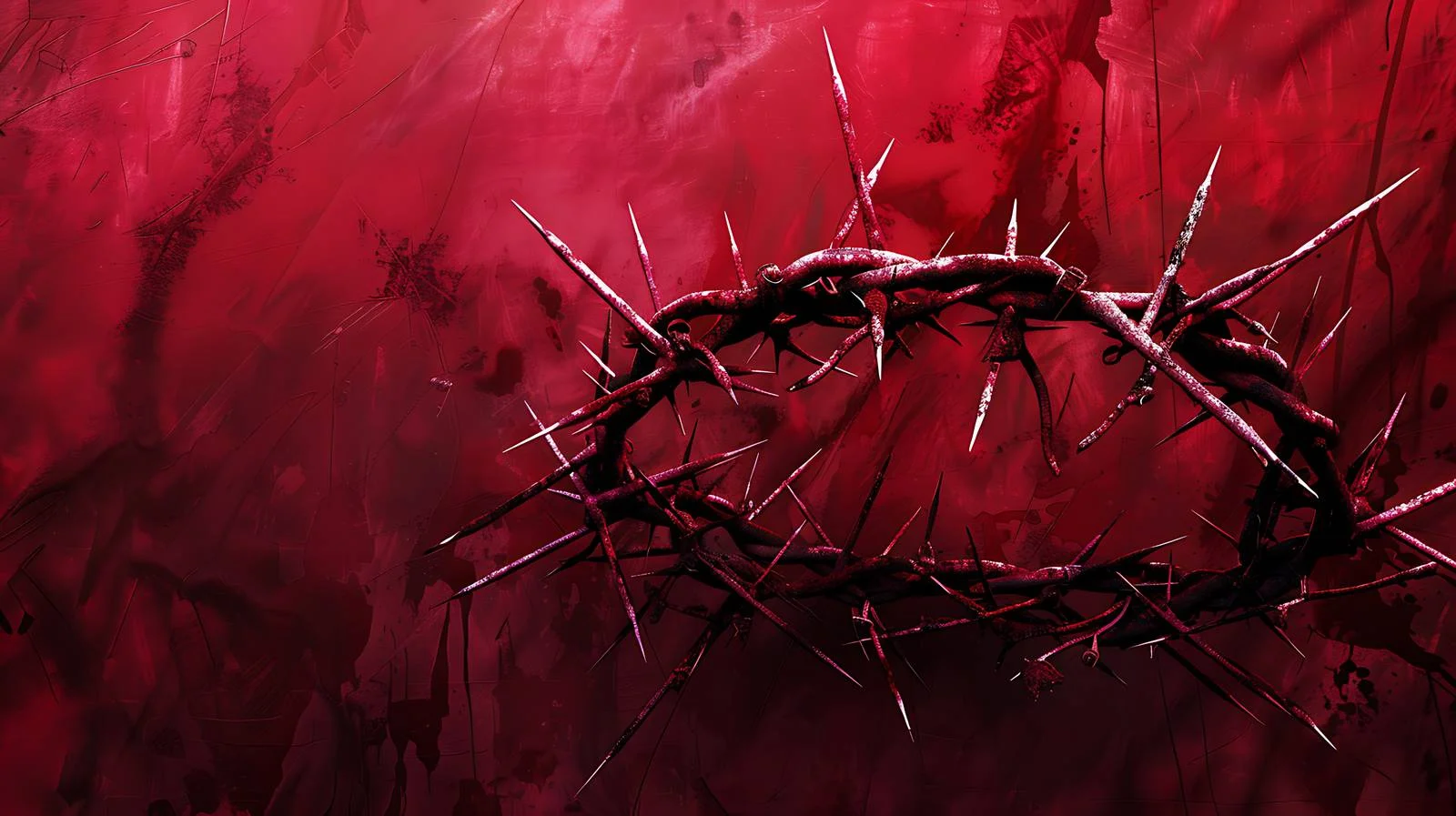 Thorned crown on crimson grunge backdrop — free download from Dotvec