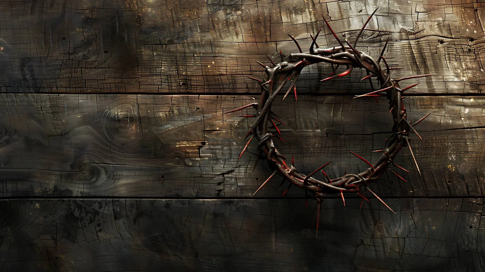 Grunge Wood Backdrop with Crown of Thorns — free download from Dotvec