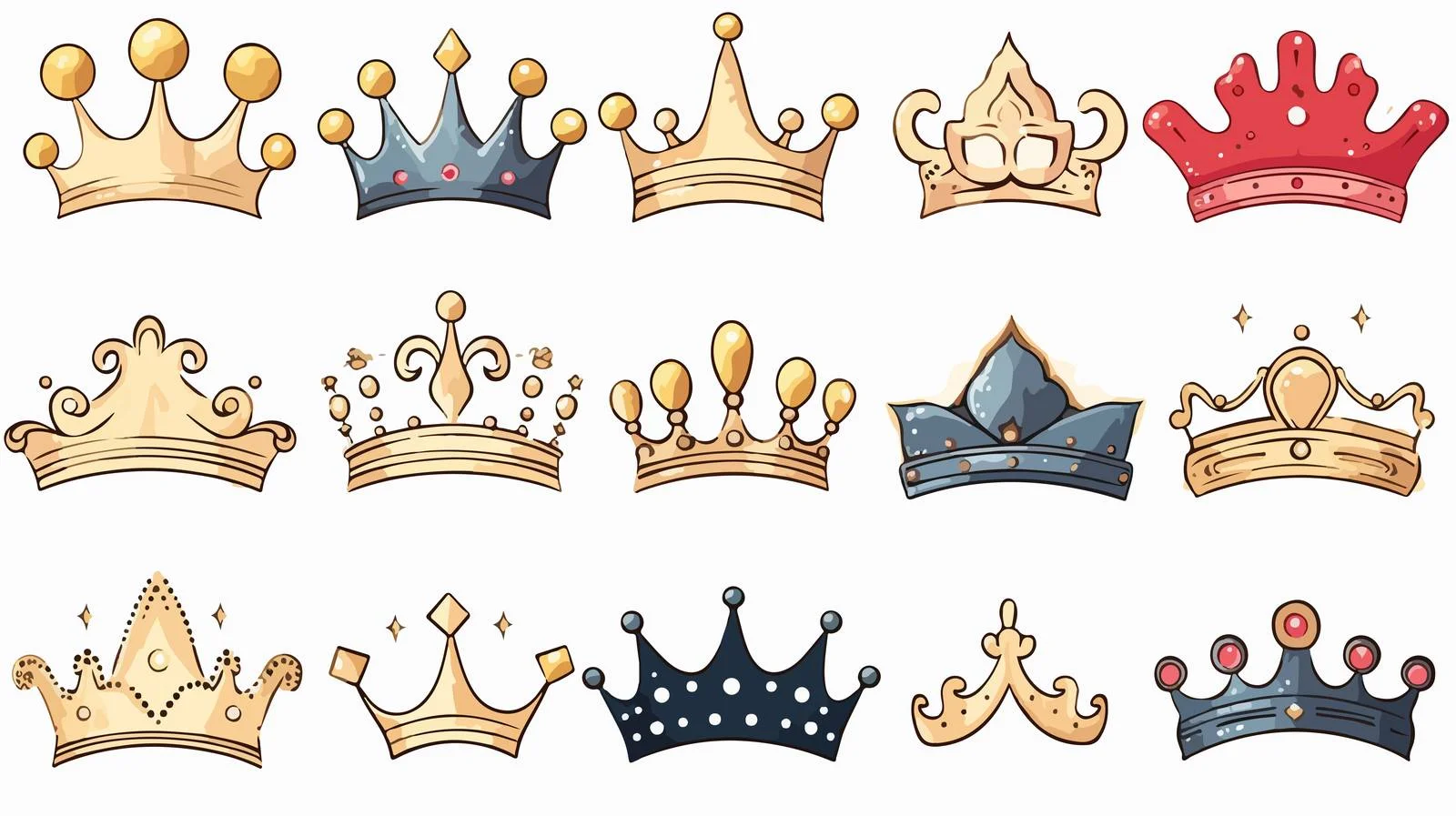 Hand-Drawn Crown Doodles Vector Illustration — free download from Dotvec