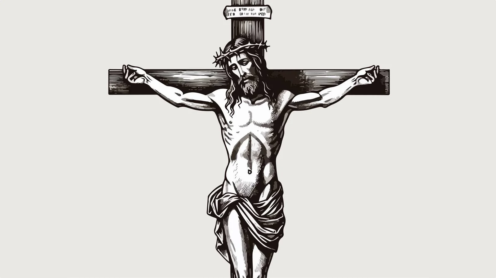 Hand-Drawn Crucifix Cross Sketch Engraving — free download from Dotvec