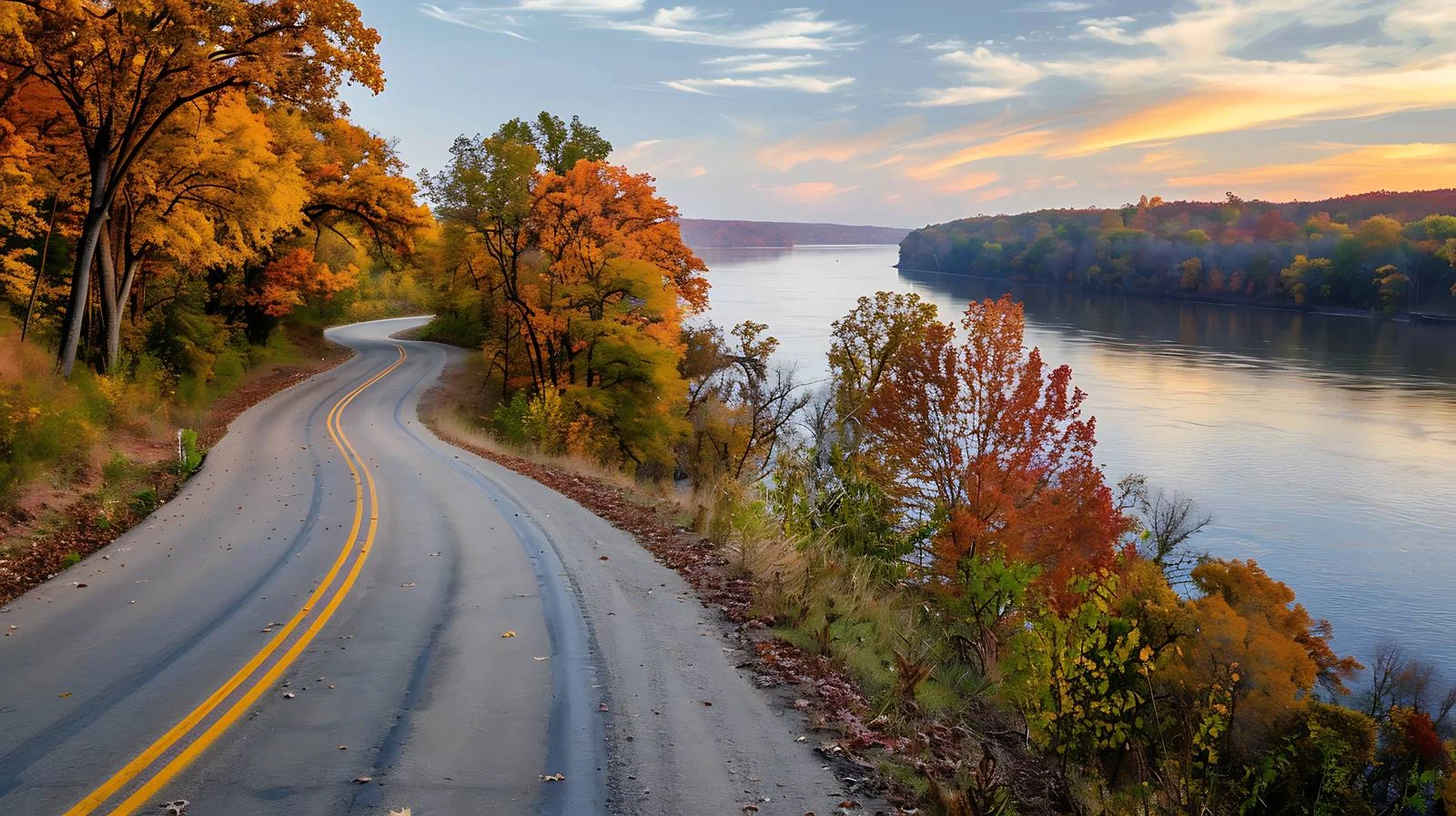 Autumn Drive by Mississippi River Bend — free download from Dotvec