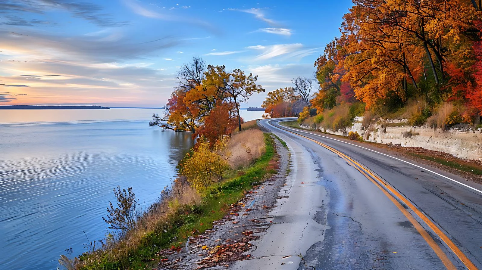 Scenic Autumn Drive Along Mississippi River — free download from Dotvec
