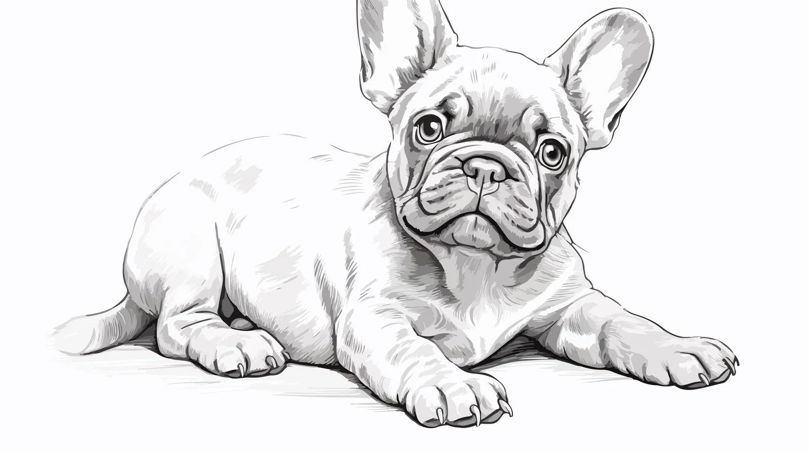 Charming French Bulldog Cartoon Sketch — free download from Dotvec