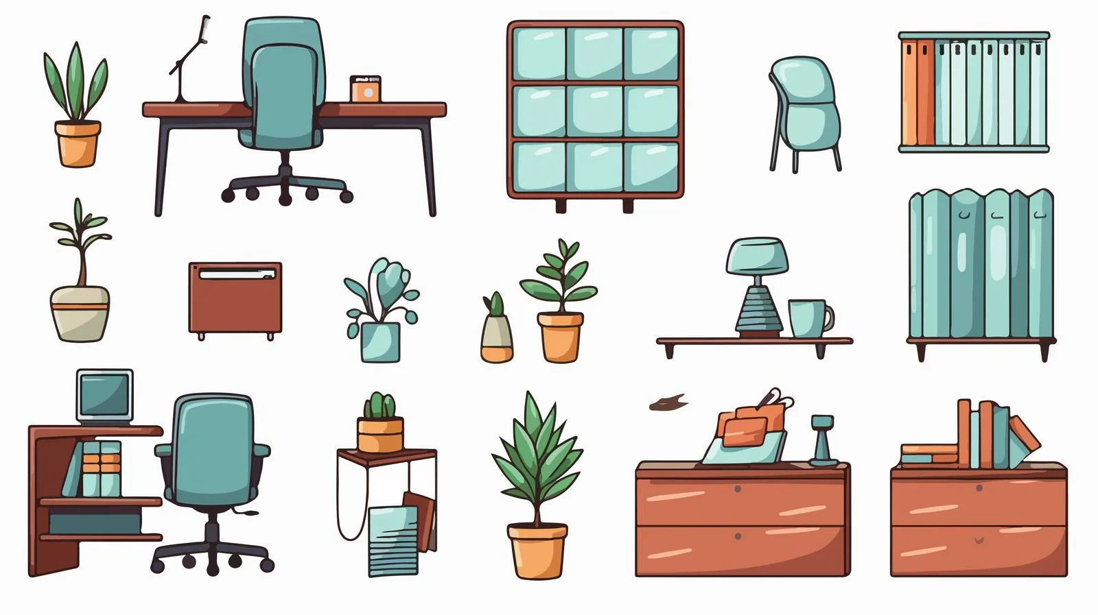 Modern Staples Set for Office Use — free download from Dotvec