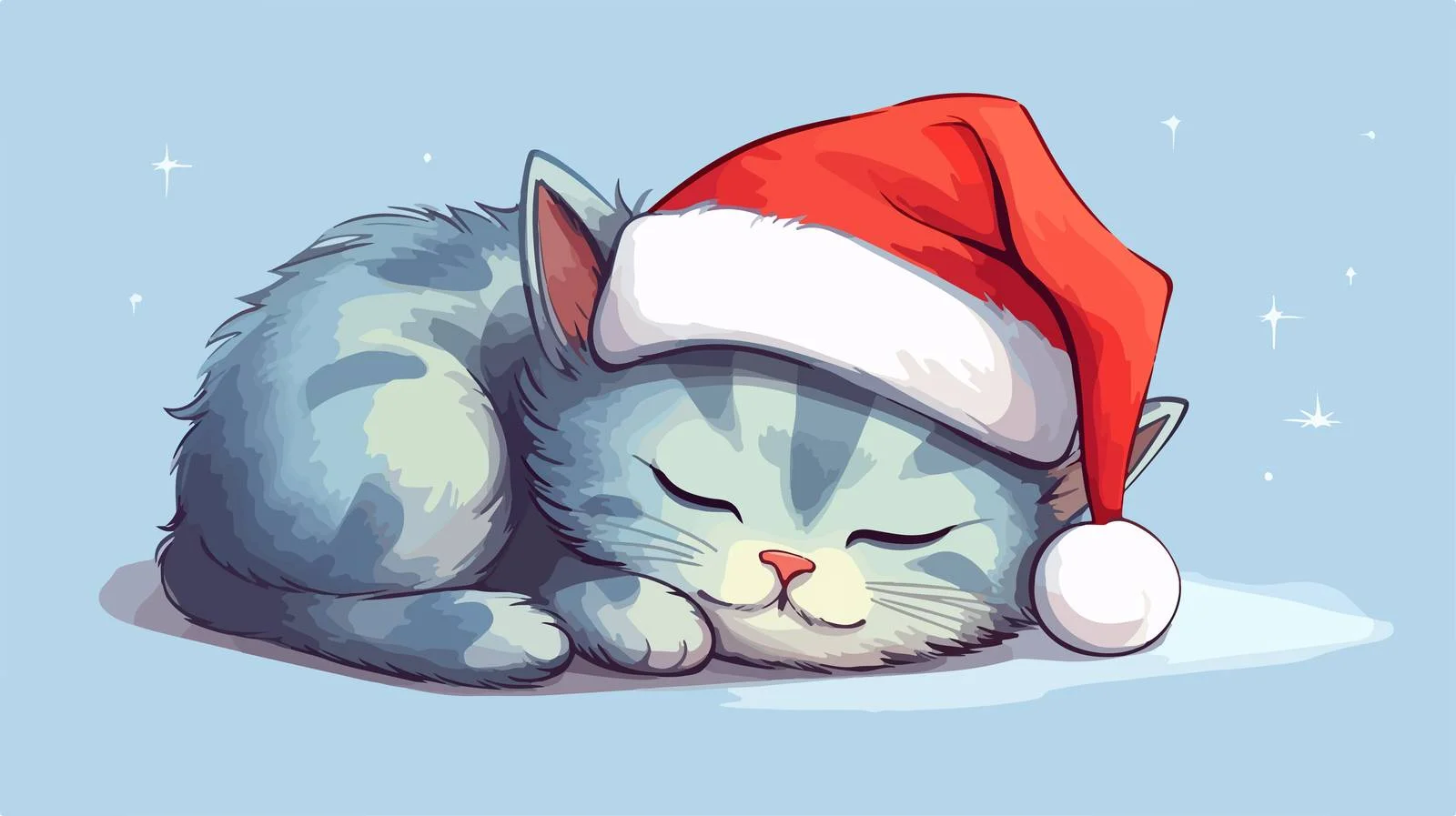 Adorable Cat in Santa Hat — free download from Dotvec