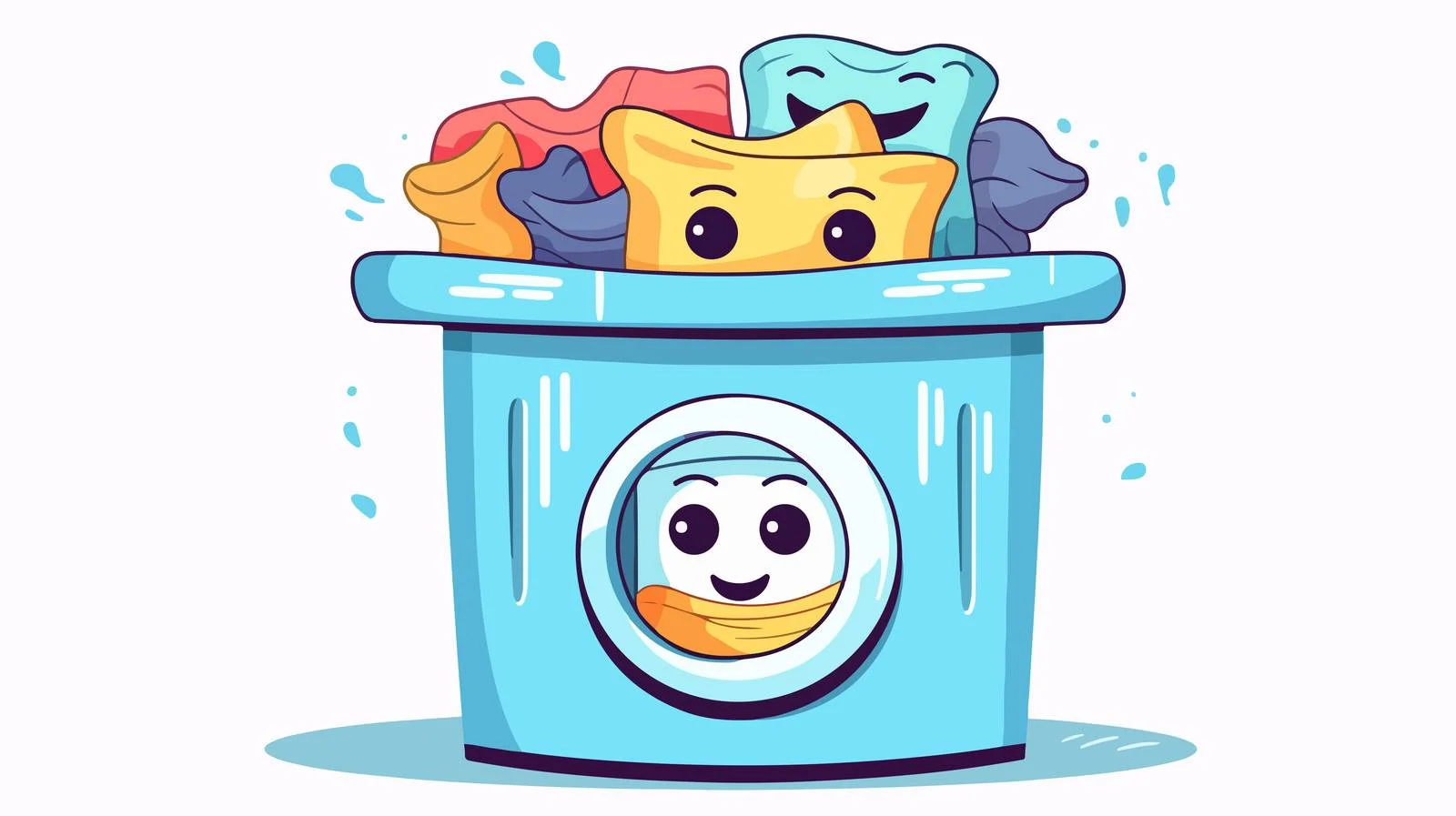 Adorable Laundry Bucket with Playful Clothes — free download from Dotvec