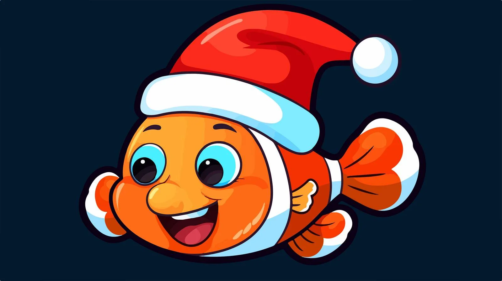 Adorable Clownfish in Santa's Hat — free download from Dotvec