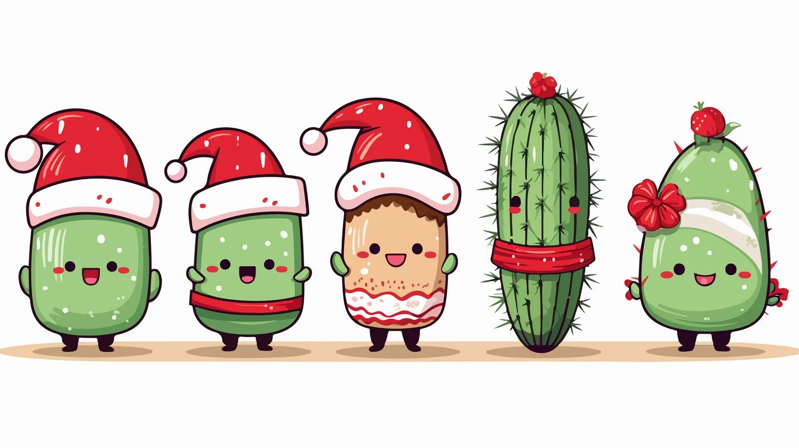 Charming Festive Cactus with Santa Hat — free download from Dotvec