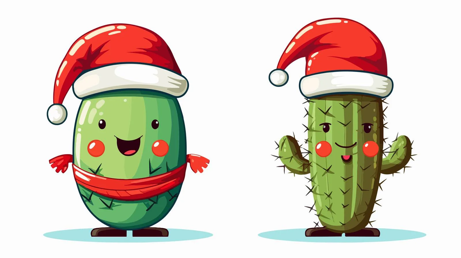 Festive Fat Cactus in Santa Hat — free download from Dotvec