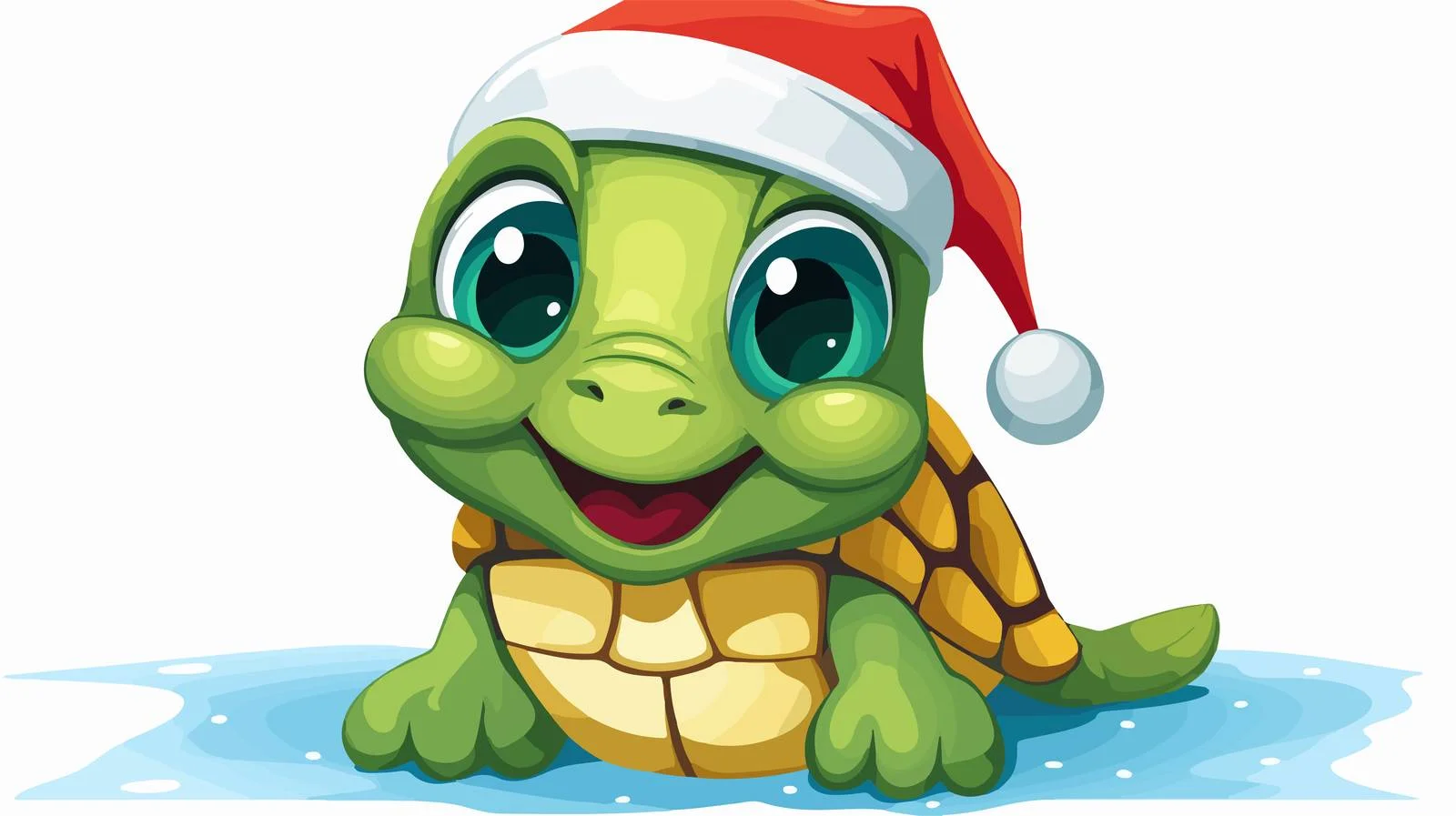 Adorable Baby Turtle in Santa Hat — free download from Dotvec