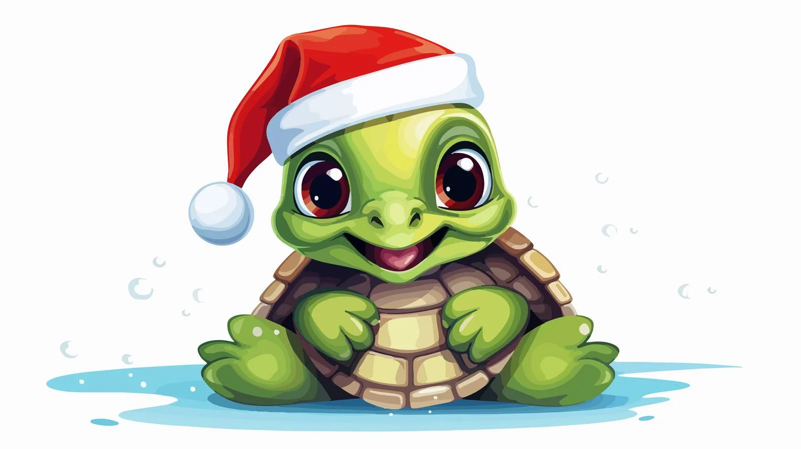 Adorable Baby Turtle in Santa Hat — free download from Dotvec