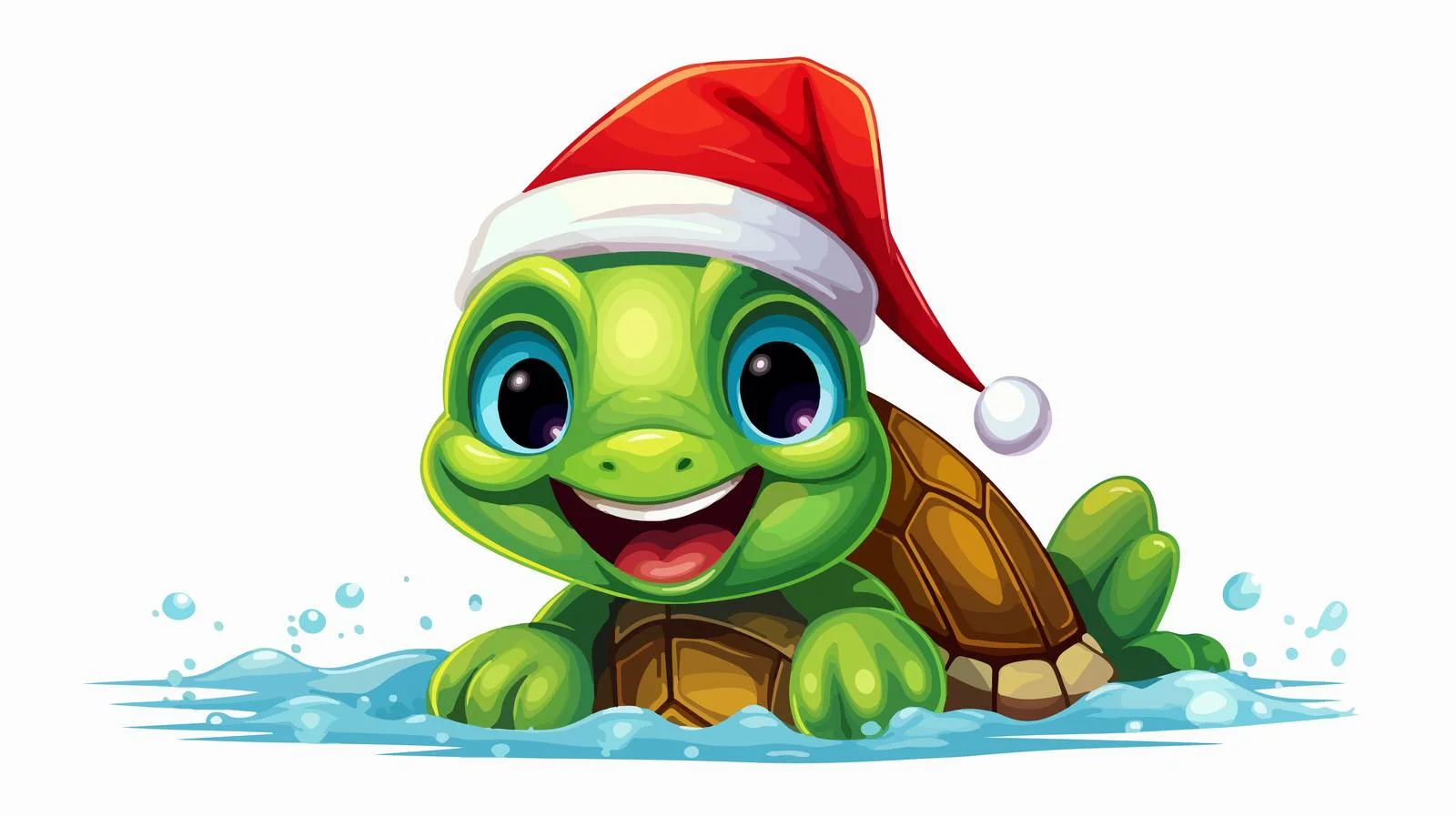 Adorable Baby Turtle in Santa Hat — free download from Dotvec