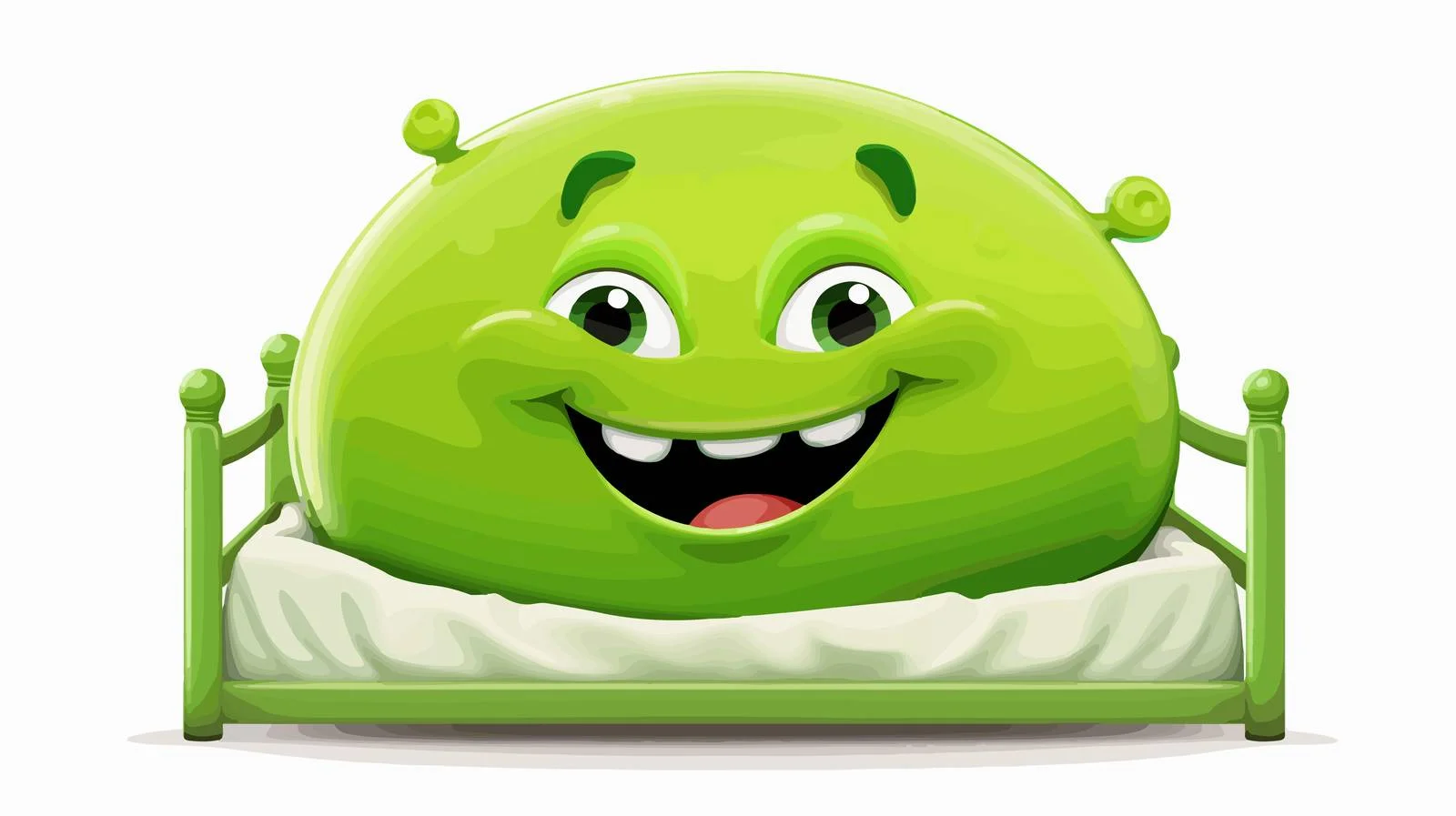 Cheerful Green Bed - Vector Illustration — free download from Dotvec