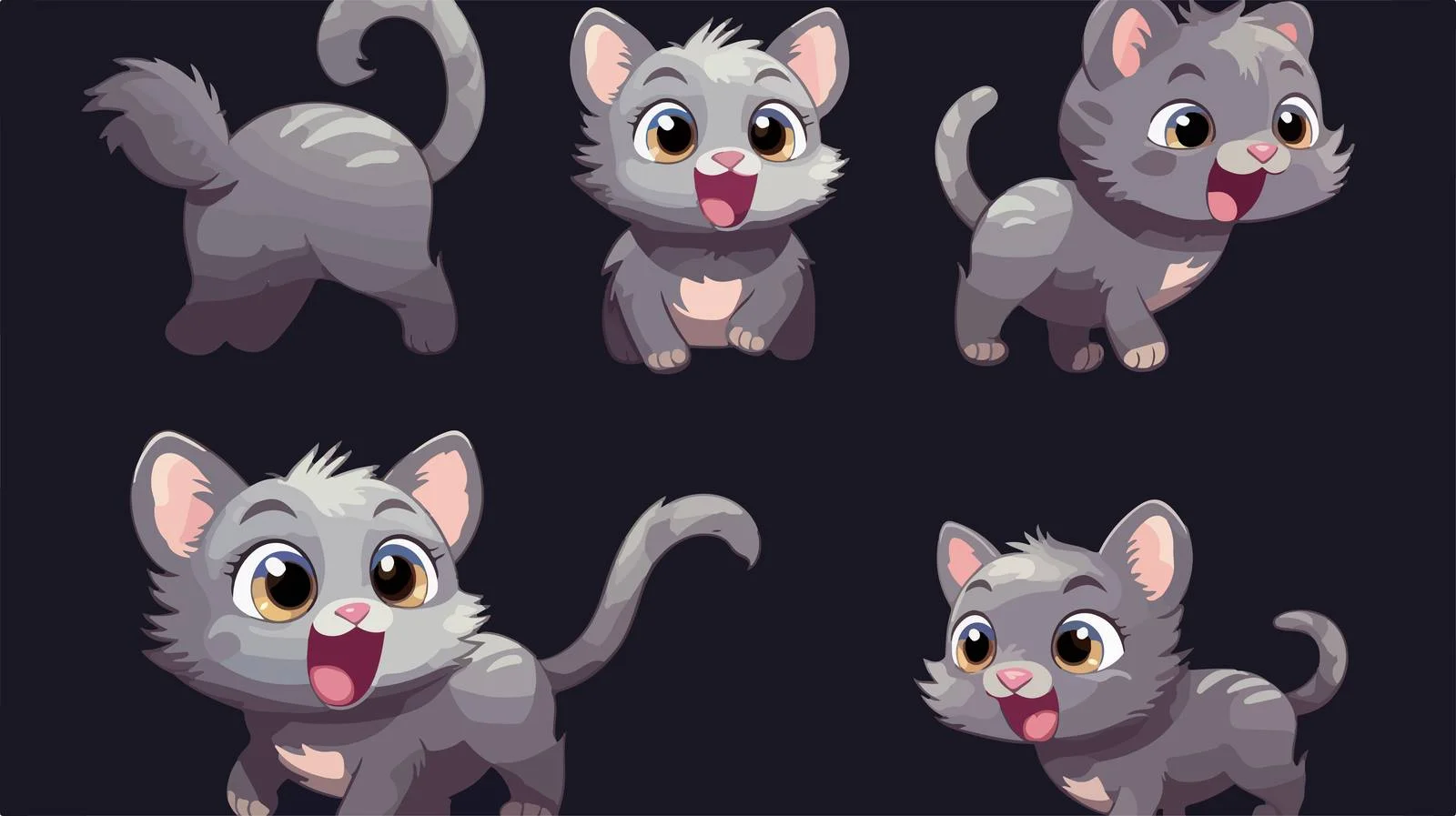 Playful Grey Cat Vector Illustration — free download from Dotvec