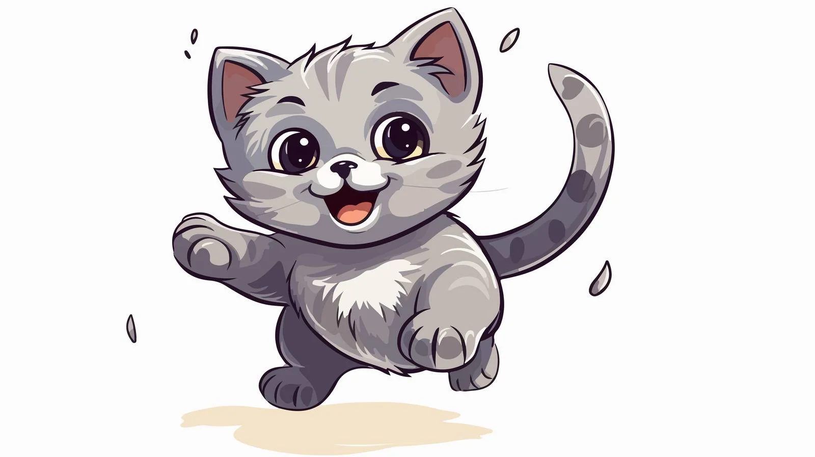 Playful Grey Cat Jumping Vector Illustration — free download from Dotvec
