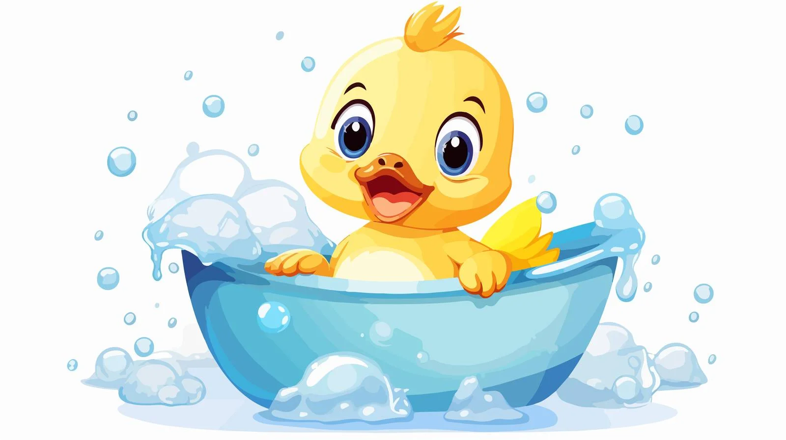 Adorable Duck Bathing with Bubble Fun — free download from Dotvec