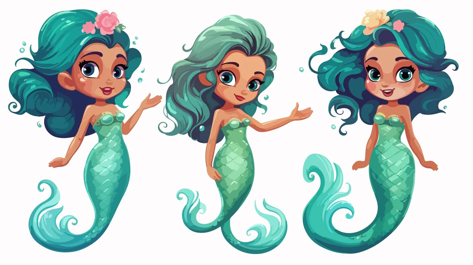 Adorable Mermaid Character Vector Illustration — free download from Dotvec