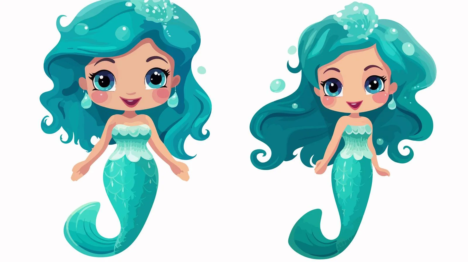 Adorable Mermaid Vector Illustration — free download from Dotvec