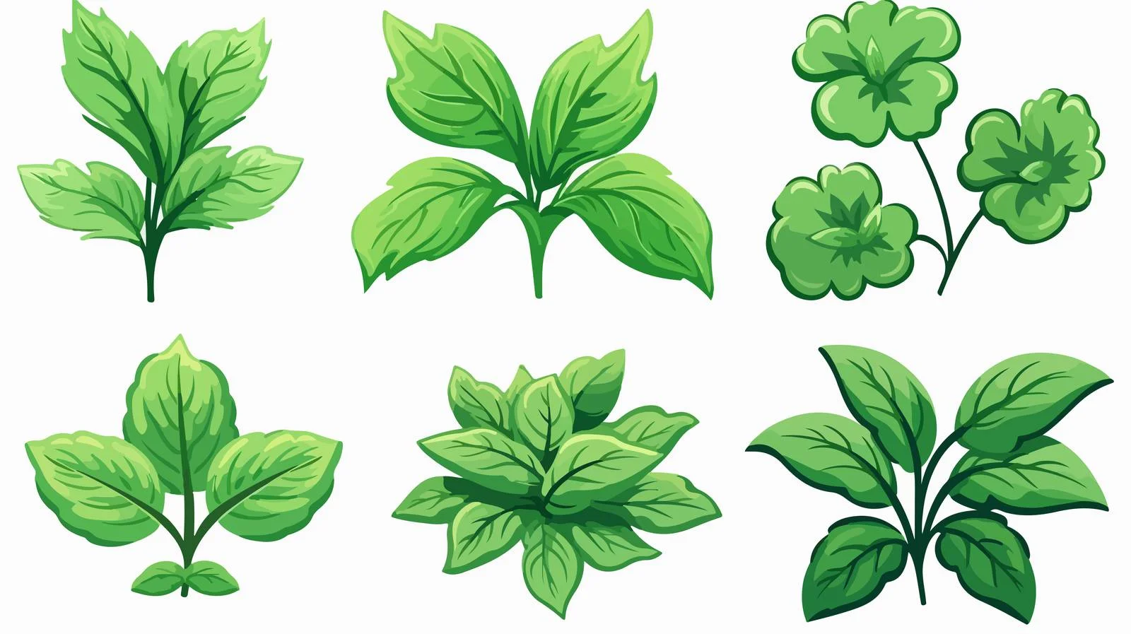 Whimsical Mint Leaves Cartoon Illustration — free download from Dotvec