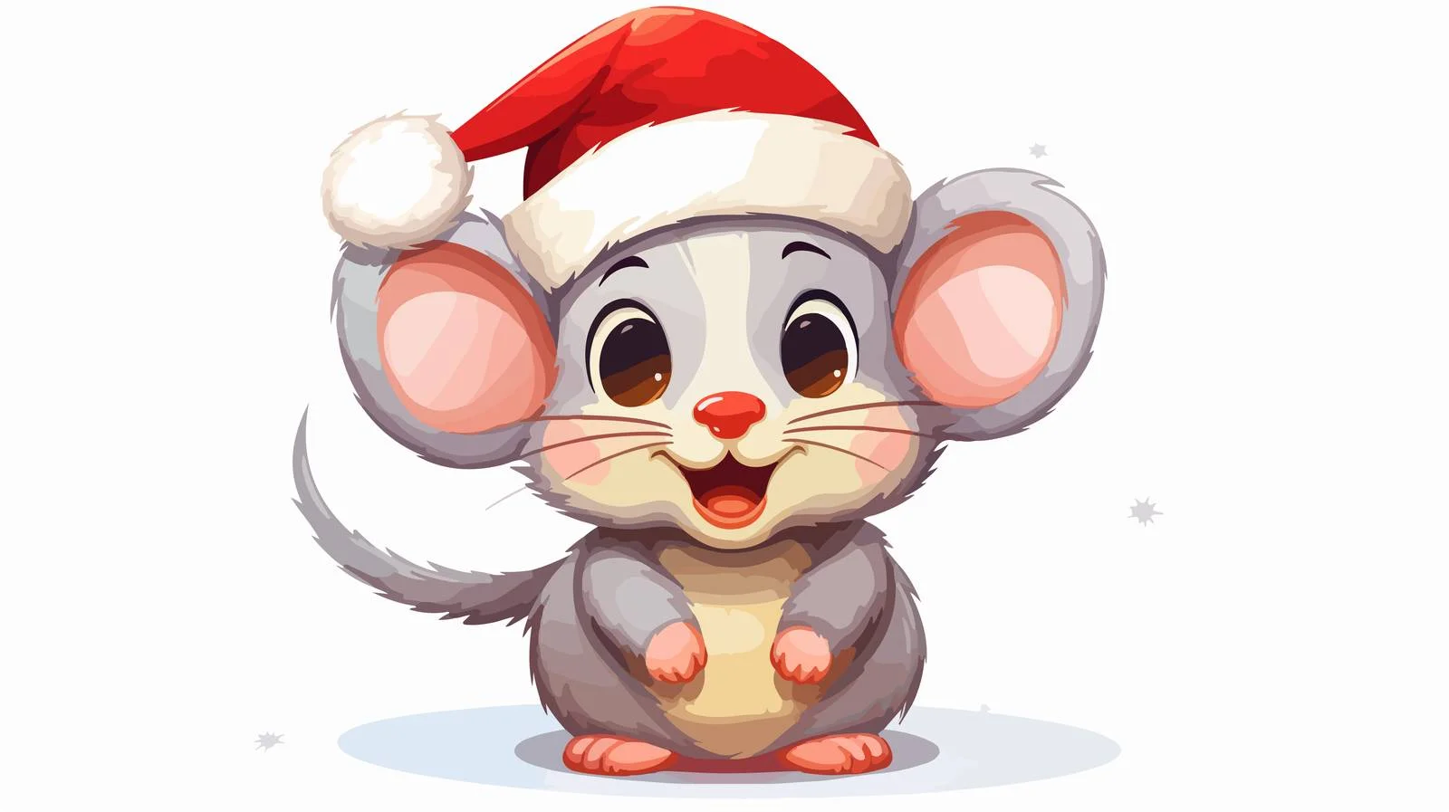 Holiday Cheerful Mouse in Santa Hat — free download from Dotvec