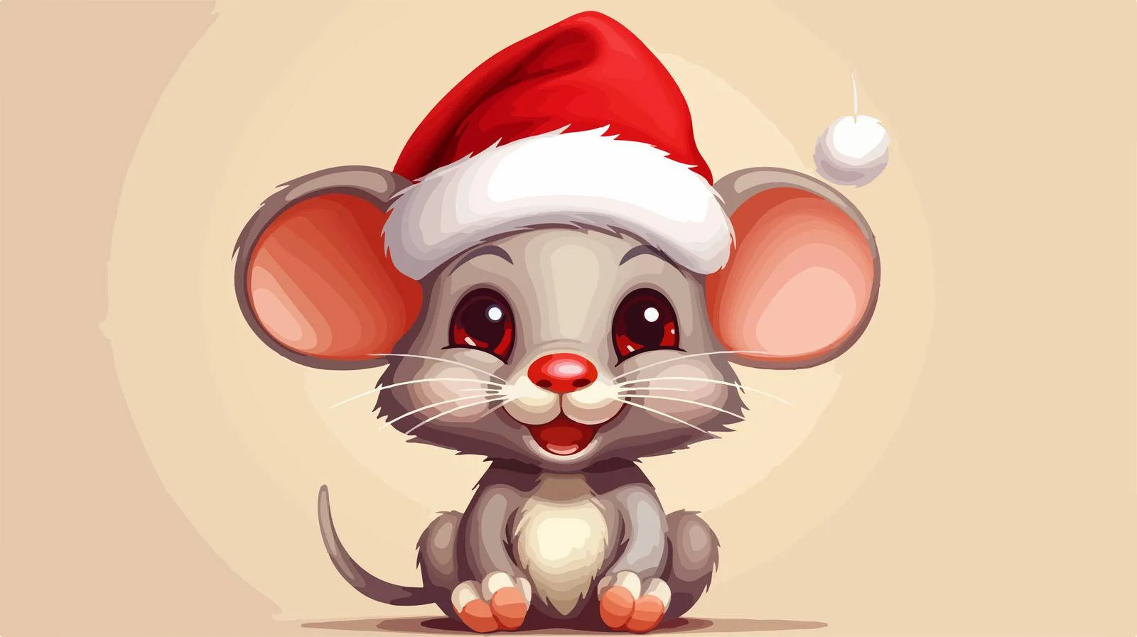Adorable Mouse in Santa Hat — free download from Dotvec
